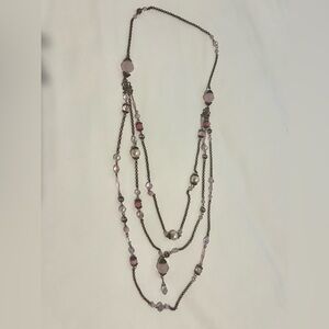 Pink and pearl beaded necklace 3 layers